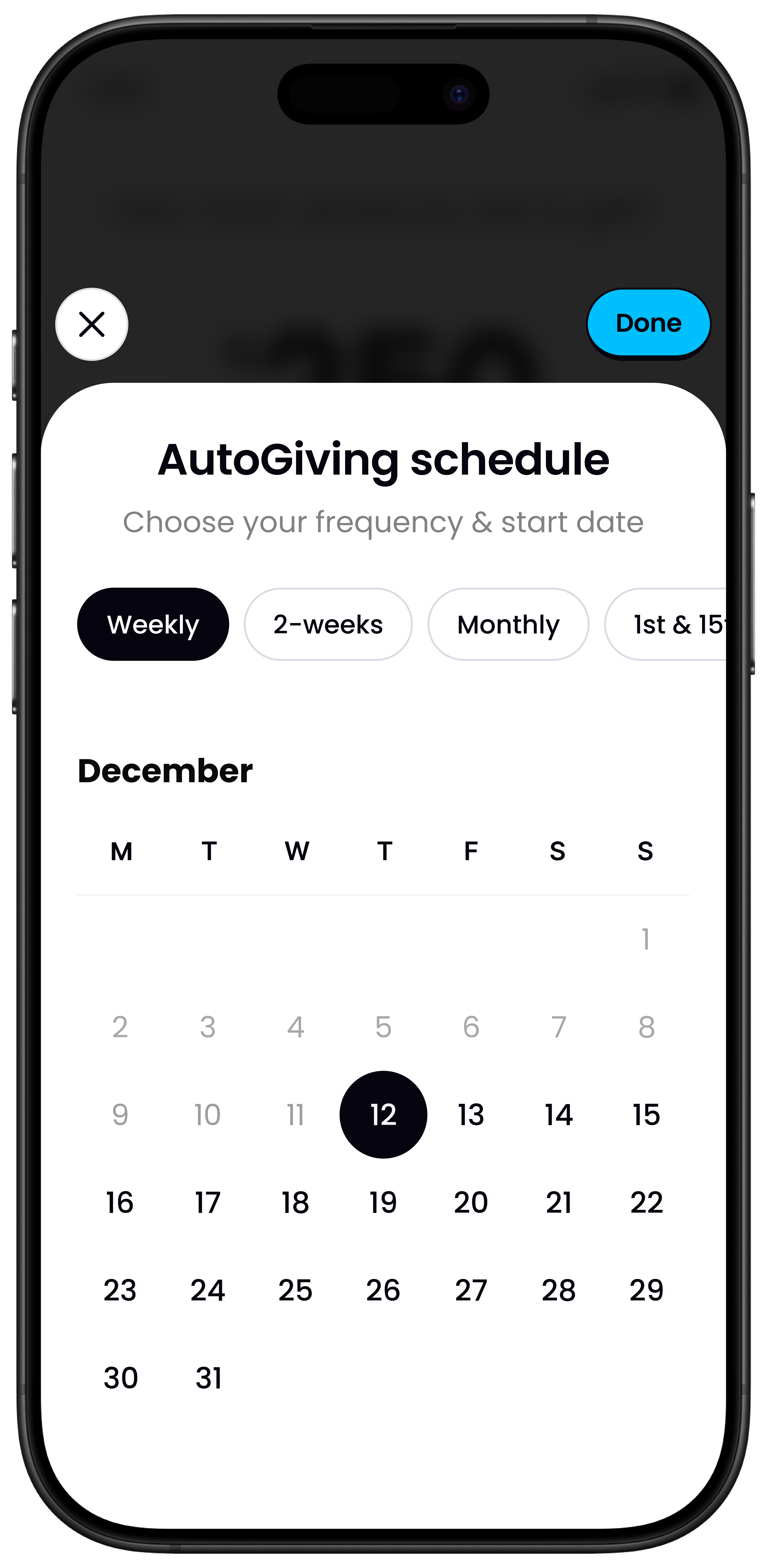 AutoGiving schedule